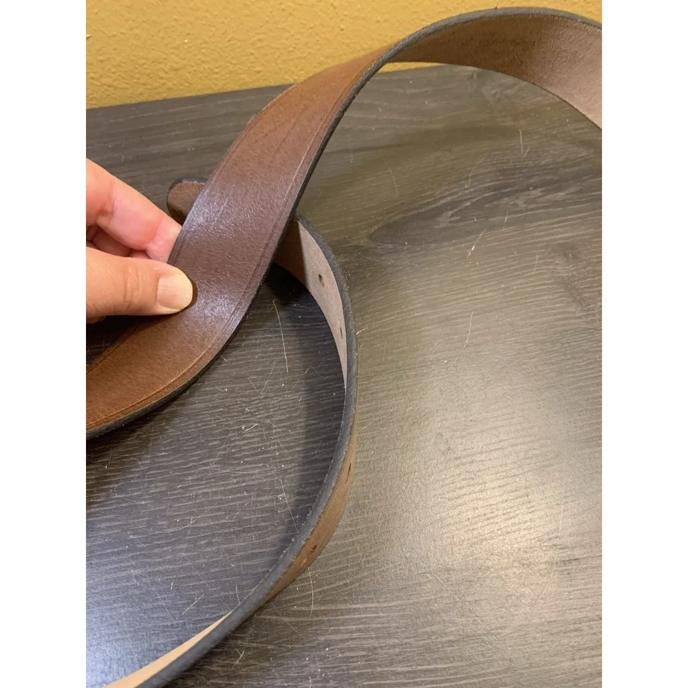 Heart Buckle Leather Belt Vintage Brown Silver tone buckle Sz 2X 40-44